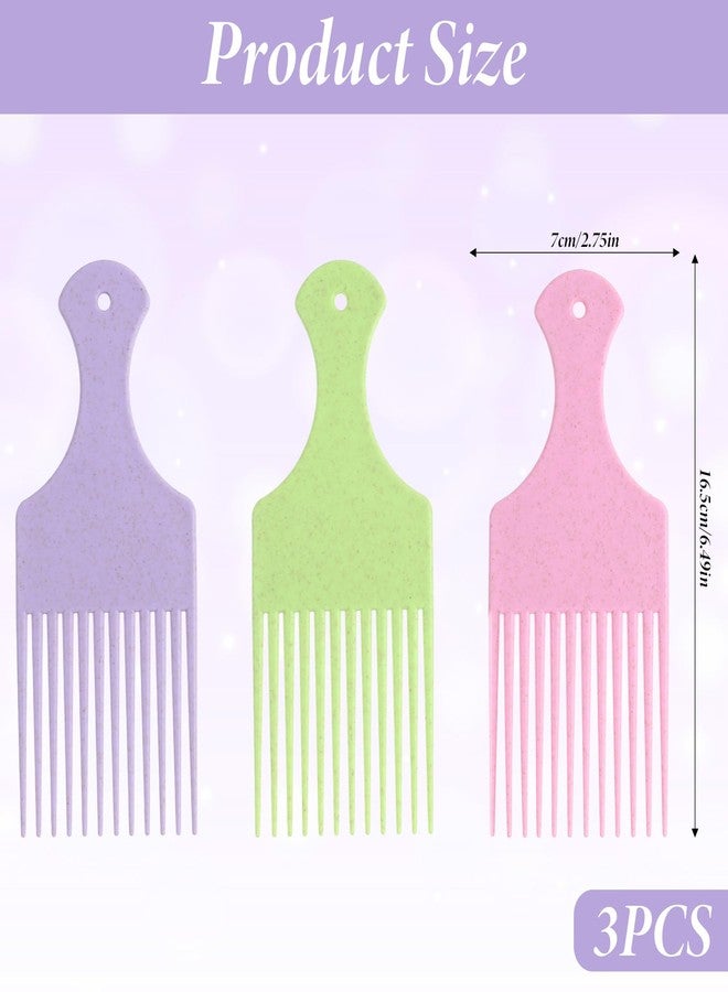 Zyghjort Hair Picks for Women, 3 Pcs Hair Pick Comb Plastic Wide Tooth Afro Picks for Women Curly Detangling Hairstyling Tools (Macaron Color) - Image 2